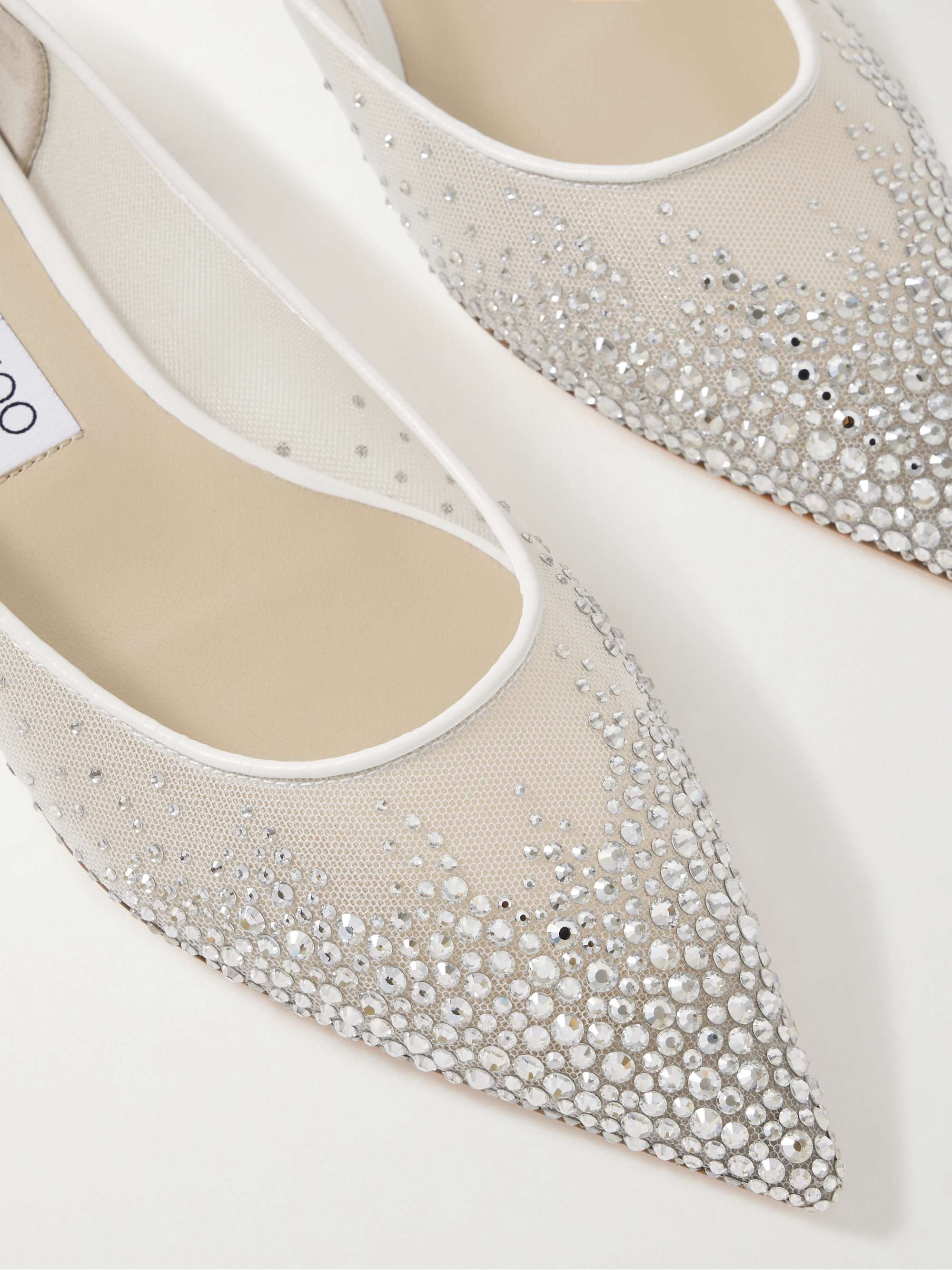 JIMMY CHOO Dazzling Coarse Glitter leather point-toe flats