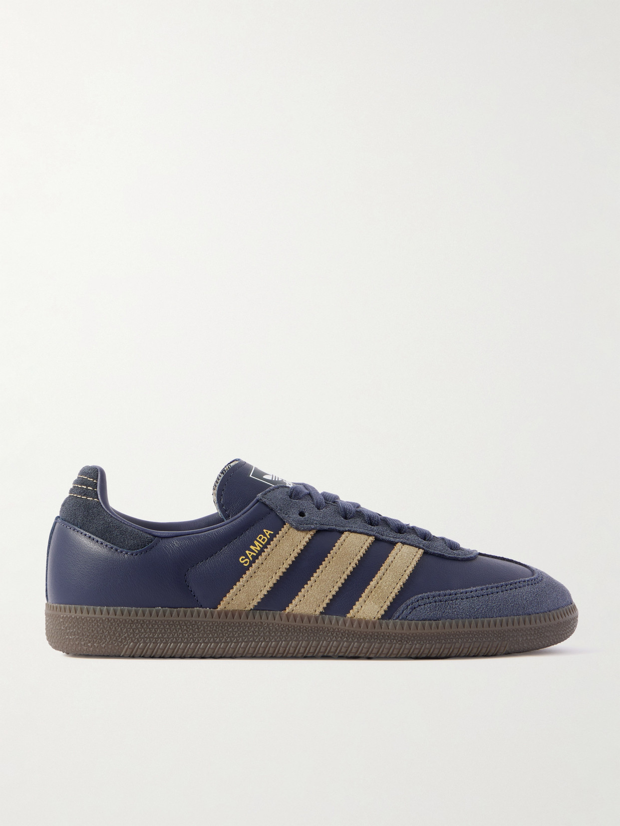 Adidas Originals Samba Og Suede-trimmed Leather Sneakers In Blue