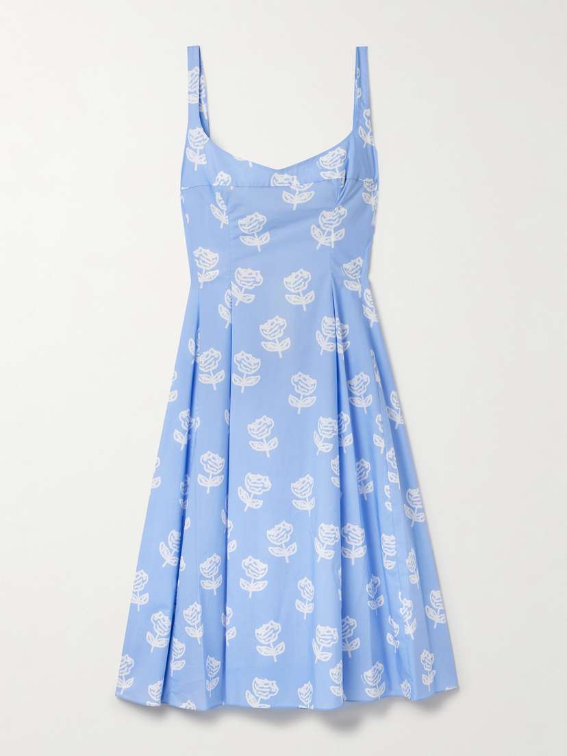 Marni Pleated Floral-print Cotton-poplin Midi Dress