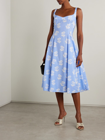 Marni Pleated floral-print cotton-poplin midi dress