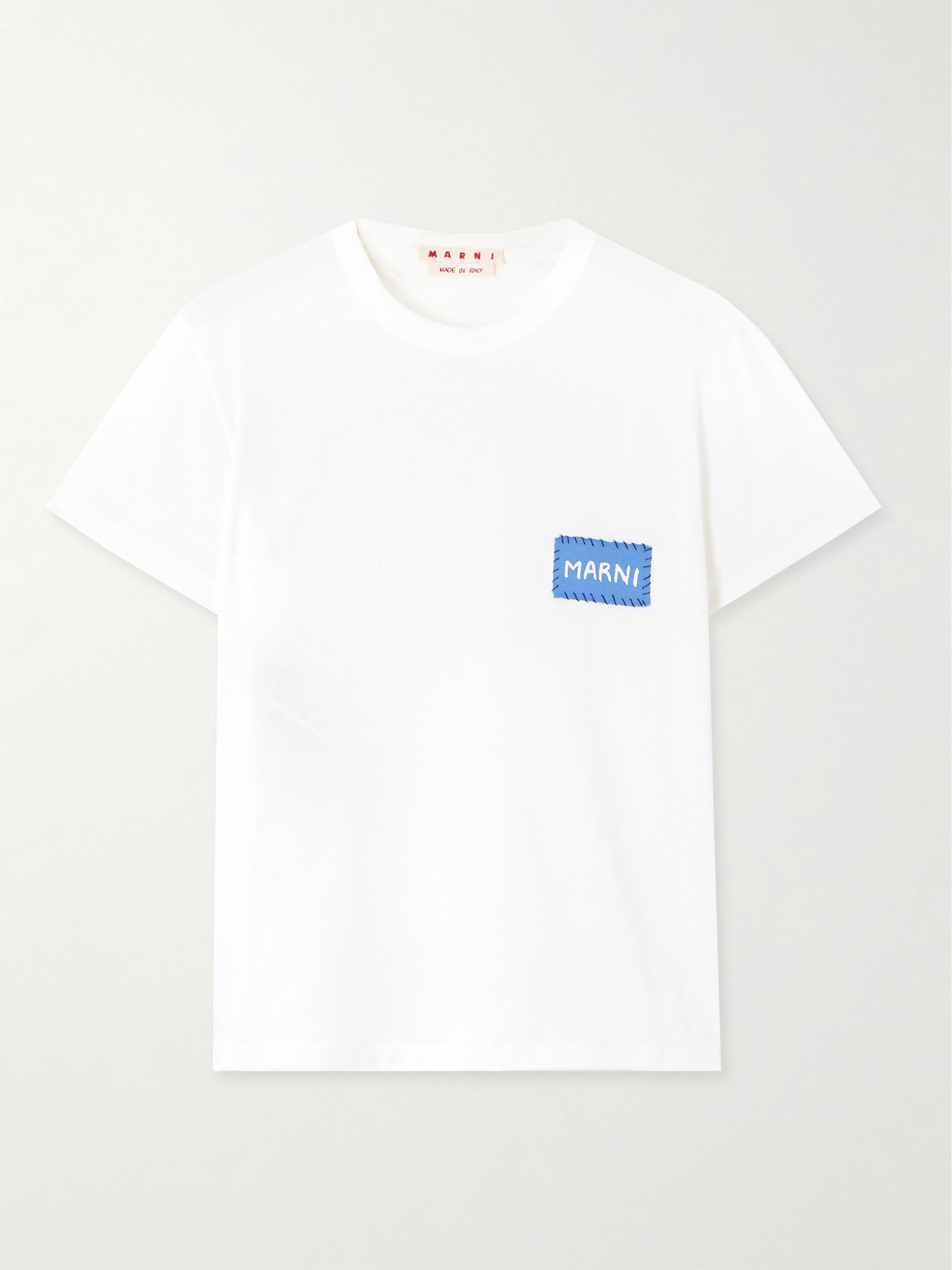 Marni Appliquéd Organic Cotton-jersey T-shirt In White