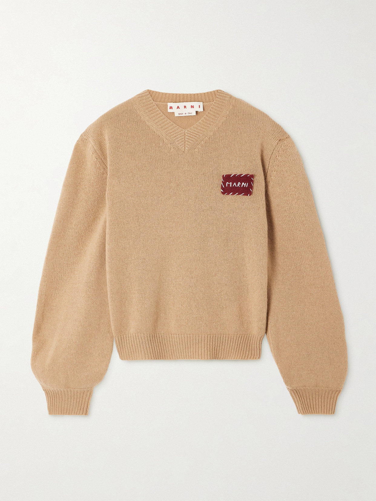 Marni Appliquéd Cashmere Sweater In Brown