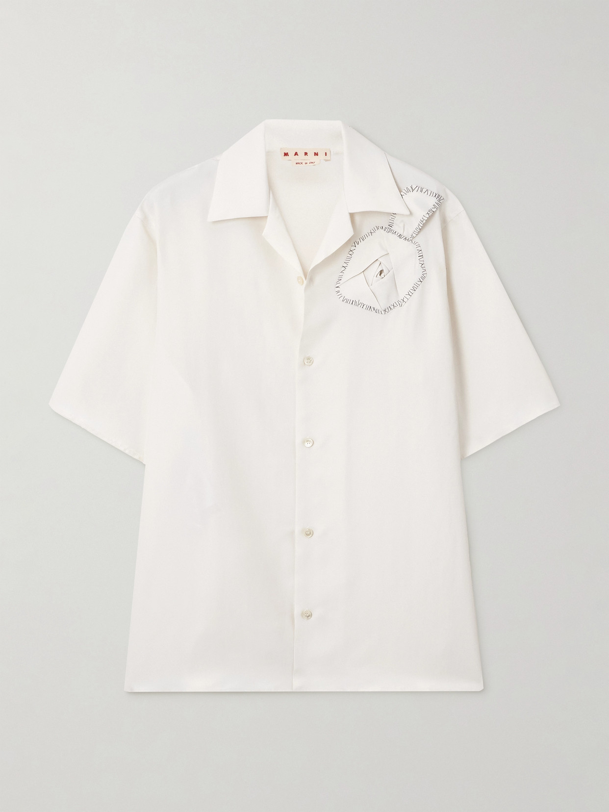 Marni Embroidered Appliquéd Poplin Shirt In White