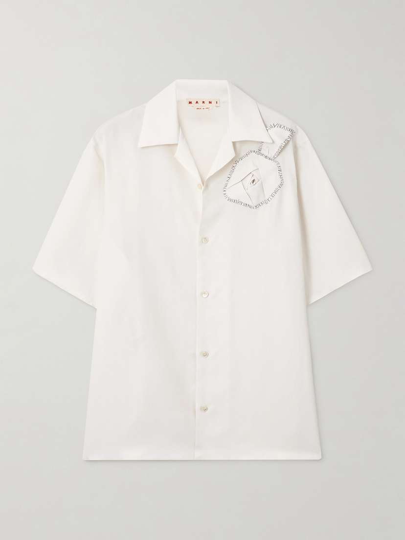 Marni Embroidered Appliquéd Poplin Shirt