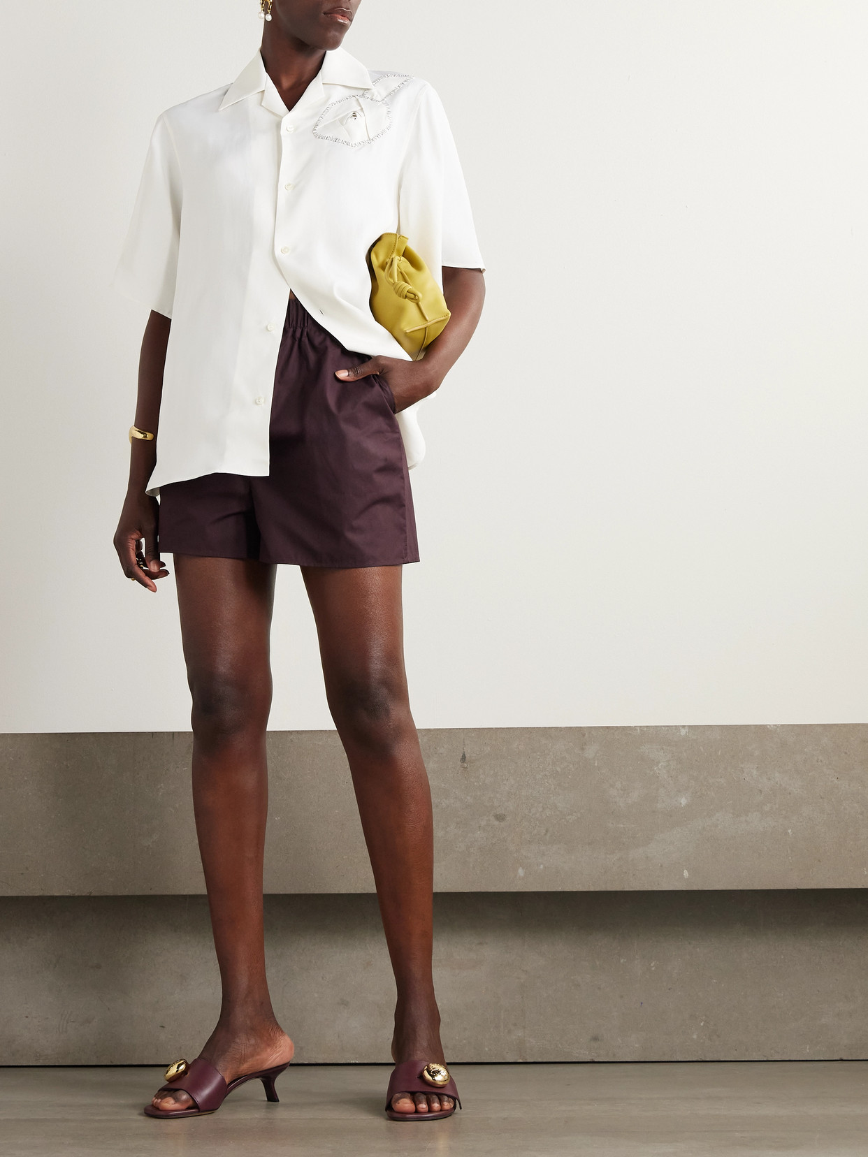 Marni Embroidered Appliquéd Poplin Shirt In White
