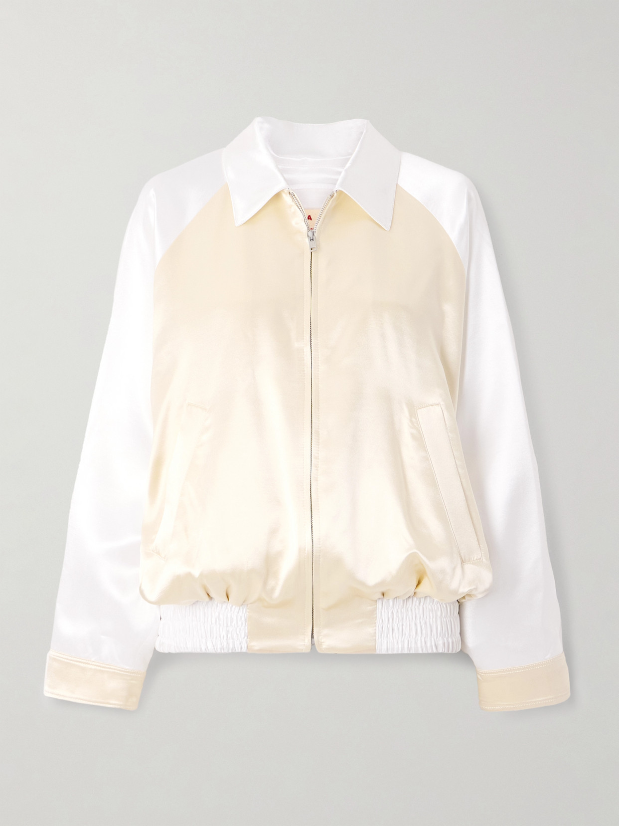 Marni Appliquéd Two-tone Satin Bomber Jacket In White