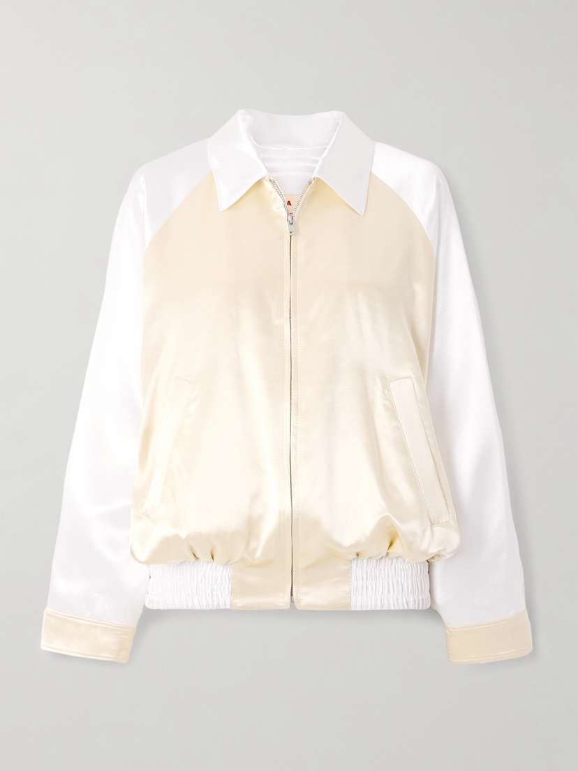 Marni Appliquéd Two-tone Satin Bomber Jacket
