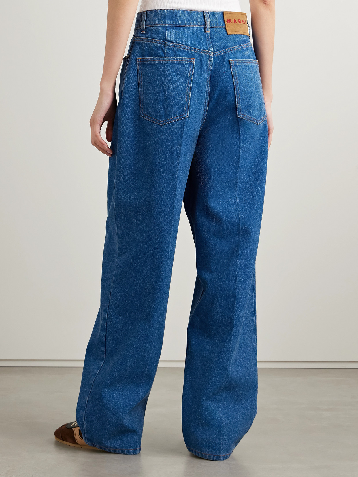 Marni Pleated Low-rise Wide-leg Jeans