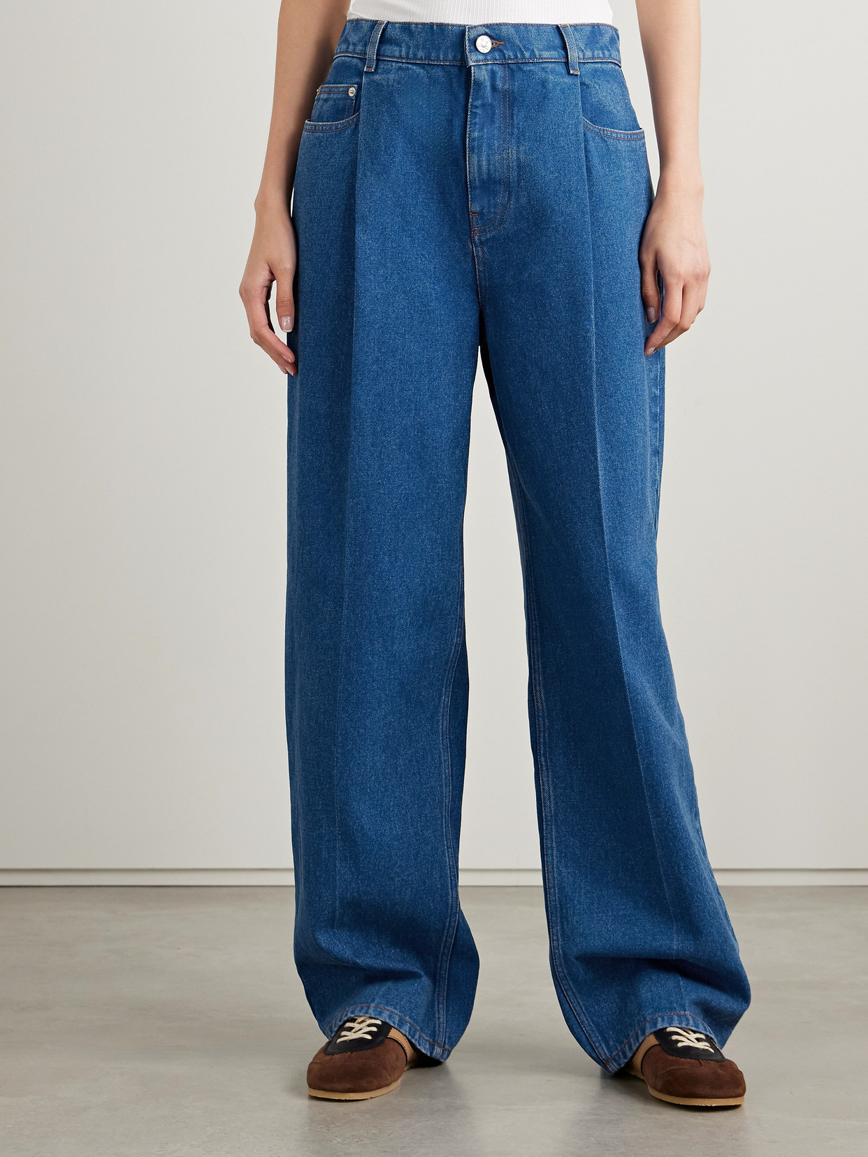 Marni Pleated Low-rise Wide-leg Jeans