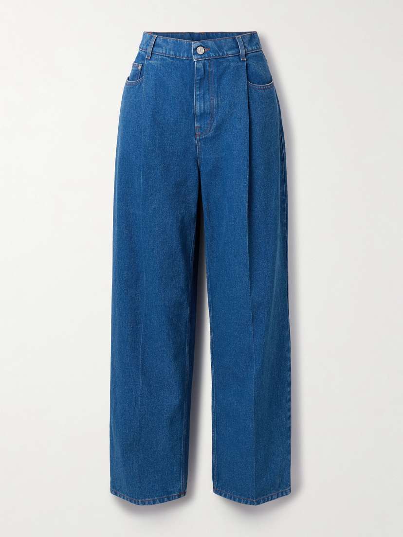 Marni Pleated Low-rise Wide-leg Jeans