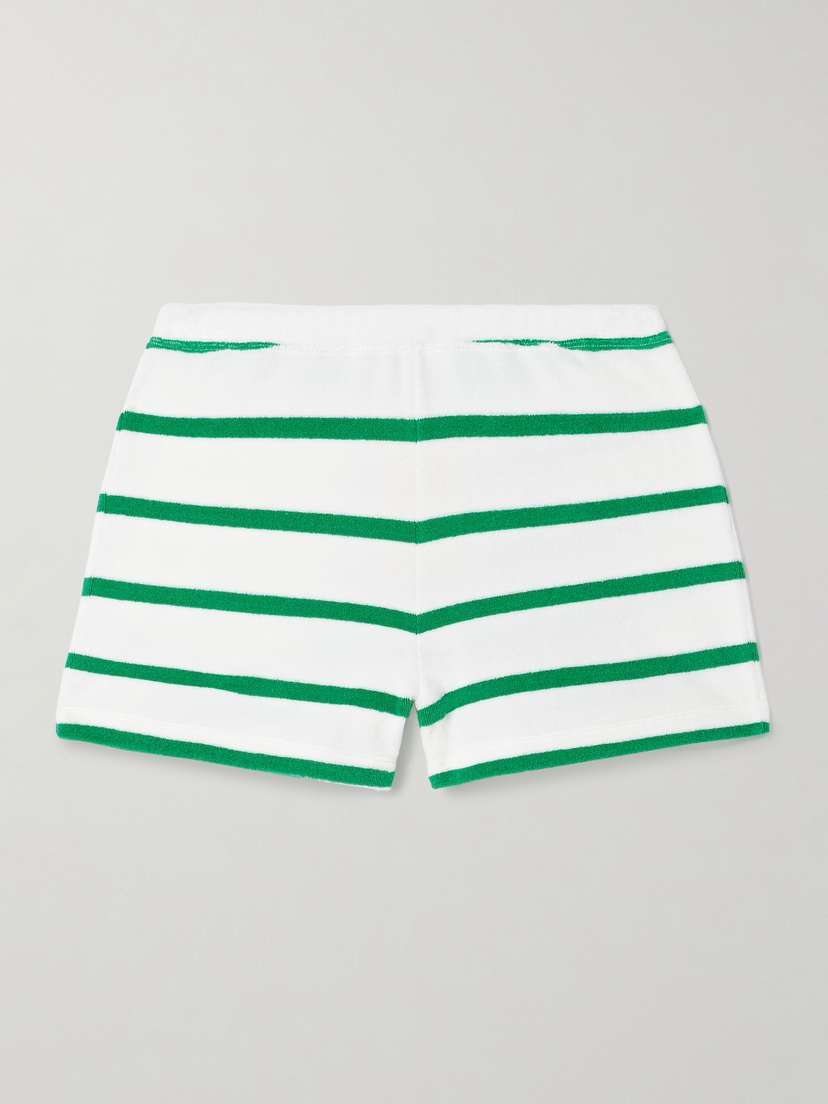 La Ligne Striped Cotton-blend Terry Shorts