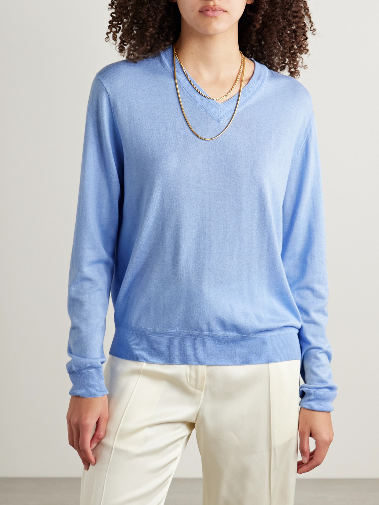 La Ligne Ben Silk-blend Sweater In Blue