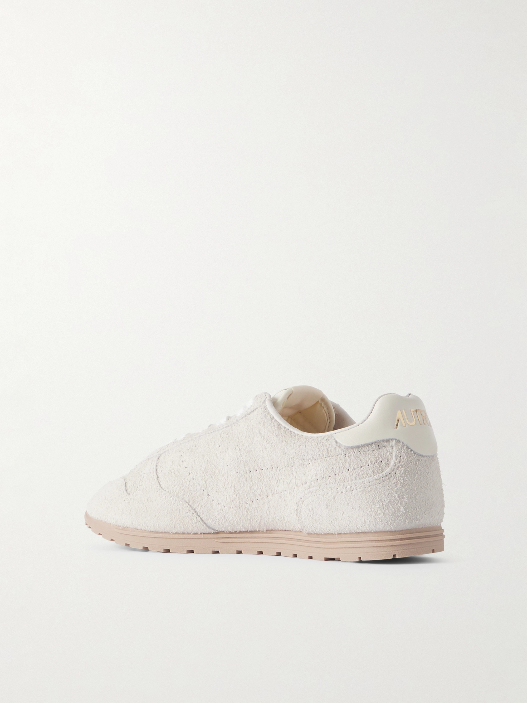 Autry Windspin leather-trimmed perforated brushed suede sneakers