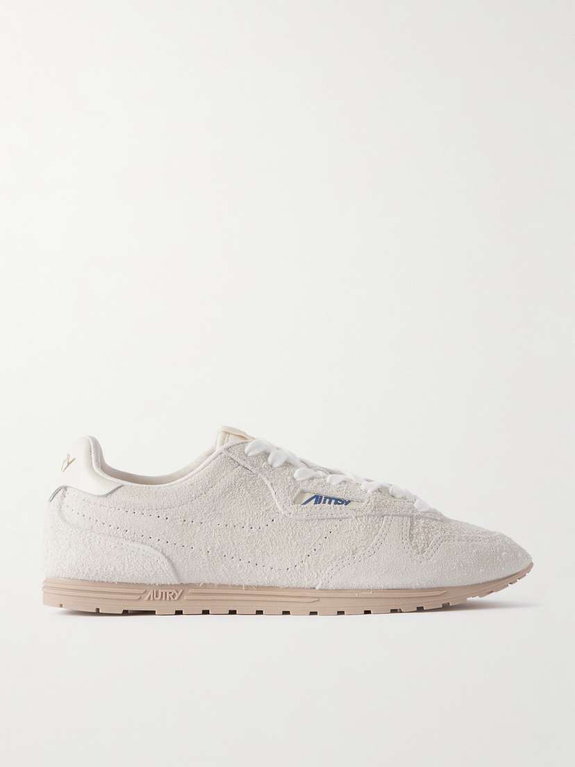 Autry Windspin Leather-trimmed Perforated Brushed Suede Sneakers