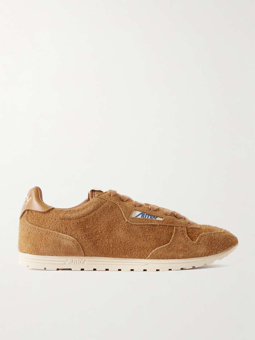 Autry Windspin Leather-trimmed Perforated Brushed Suede Sneakers
