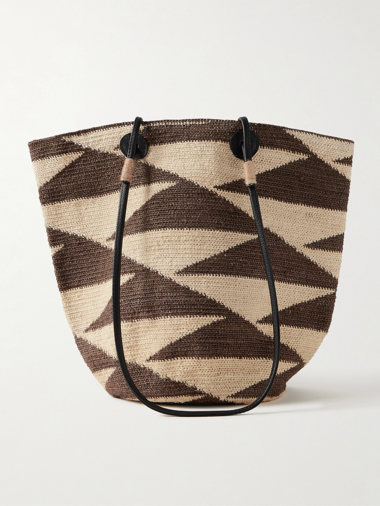 Sensi Studio Shiga Medium Leather-trimmed Sisal Shoulder Bag