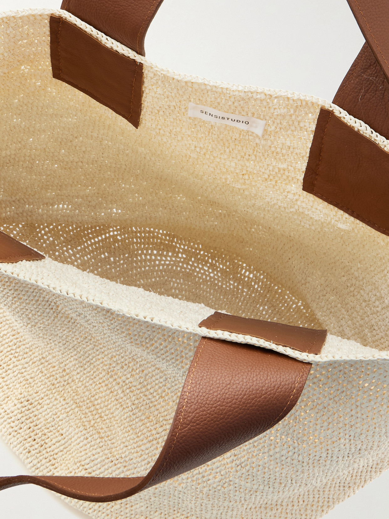 Sensi Studio El Viajero Maxi Textured Leather-trimmed Straw Tote