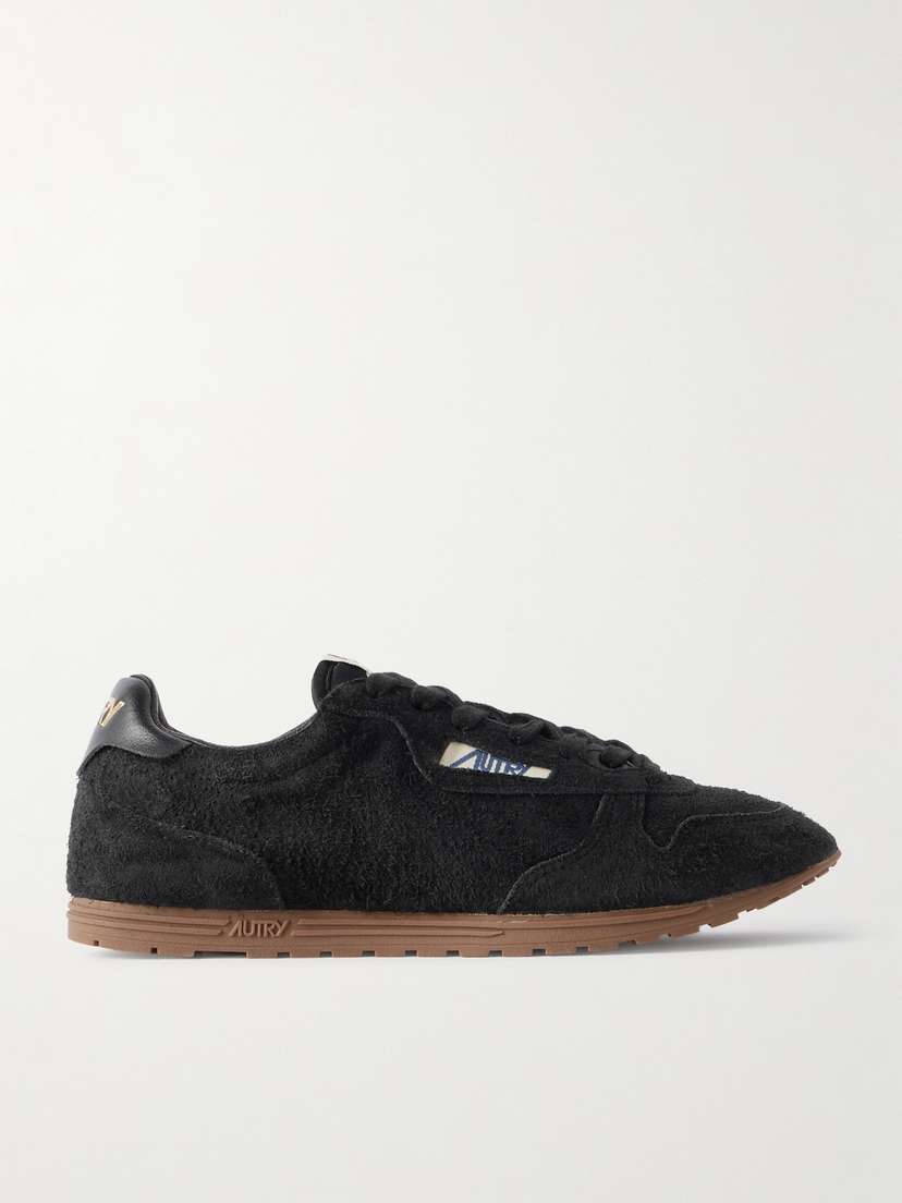 Autry Windspin Leather-trimmed Perforated Brushed Suede Sneakers