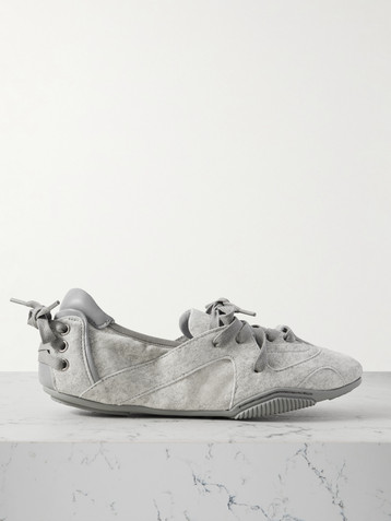 Acne Studios Leather-trimmed suede ballet flats