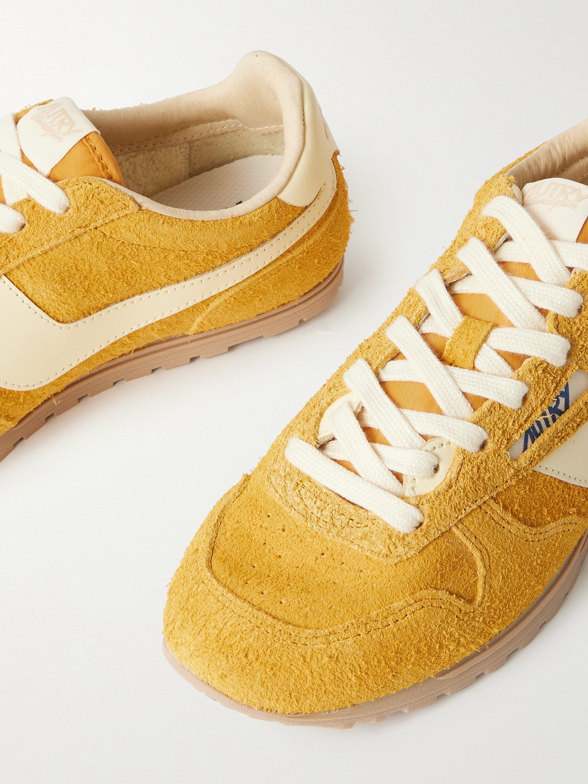 Autry Windspin leather-trimmed brushed suede sneakers