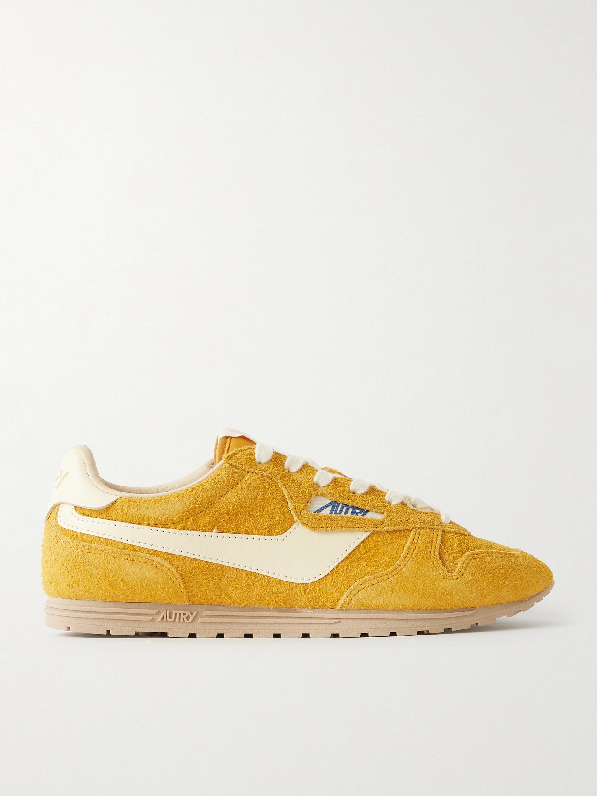 Autry Windspin leather-trimmed brushed suede sneakers