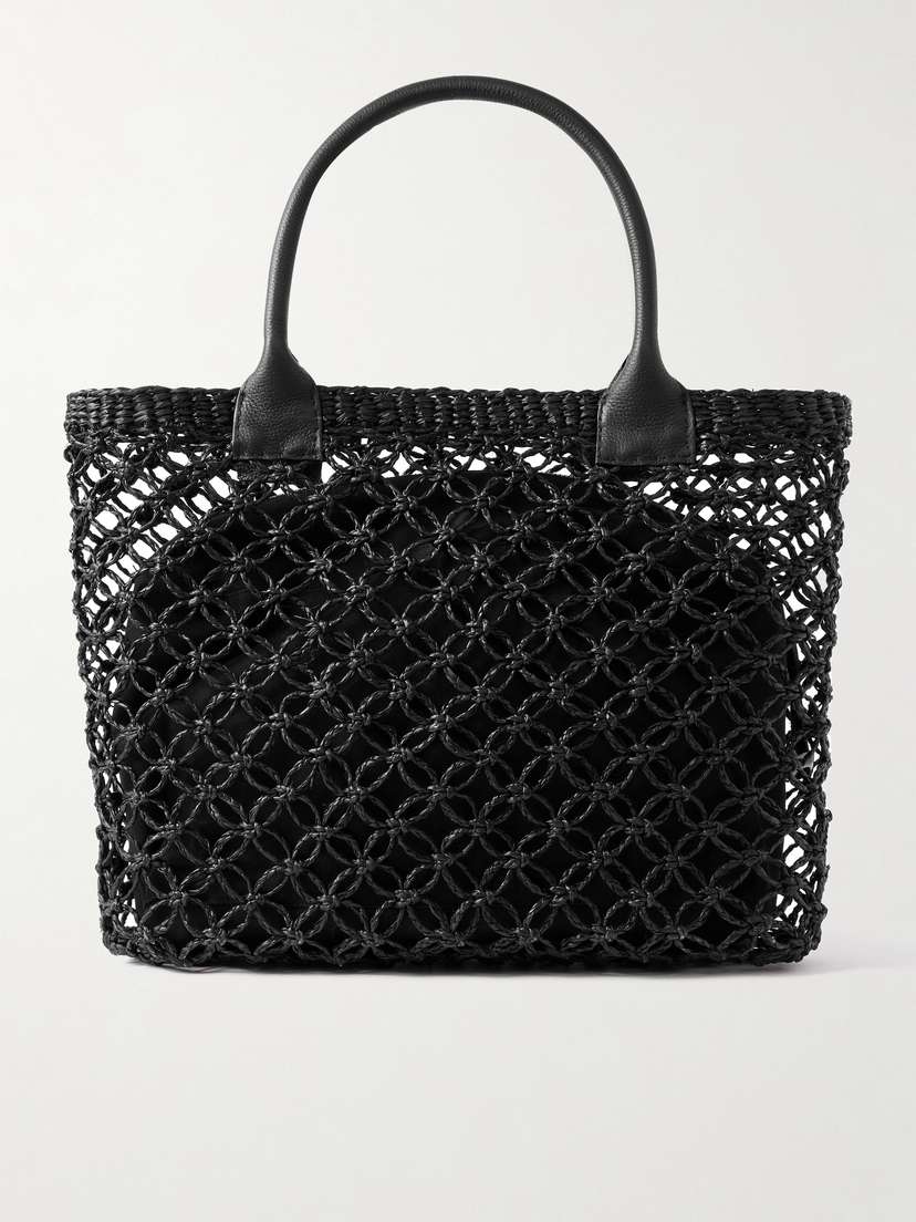 SENSI STUDIO Leather-trimmed Straw Tote