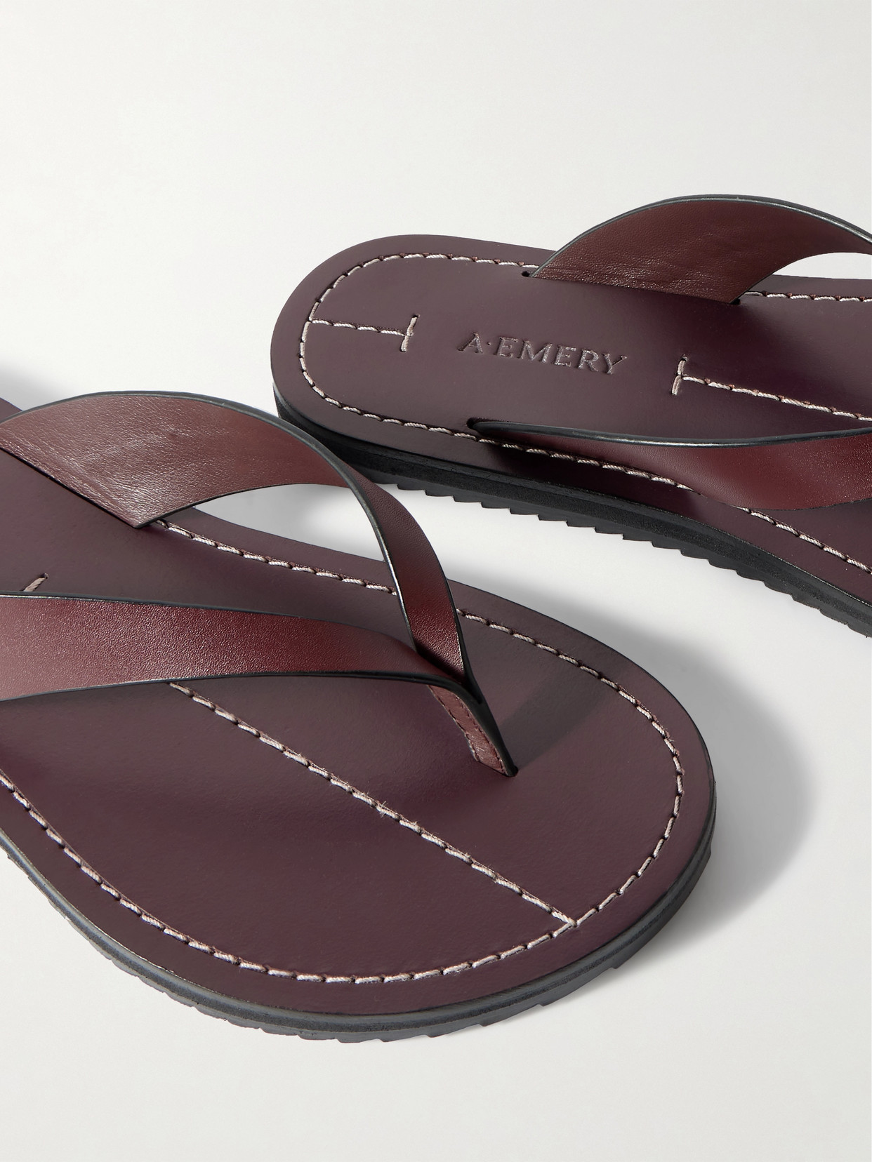 A.emery Flora Leather Flip Flops In Burgundy