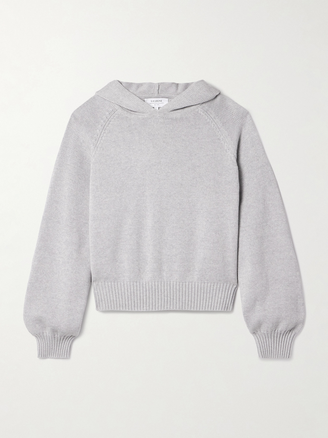 La Ligne Jill Hooded Pleated Cotton Hoodie In Gray