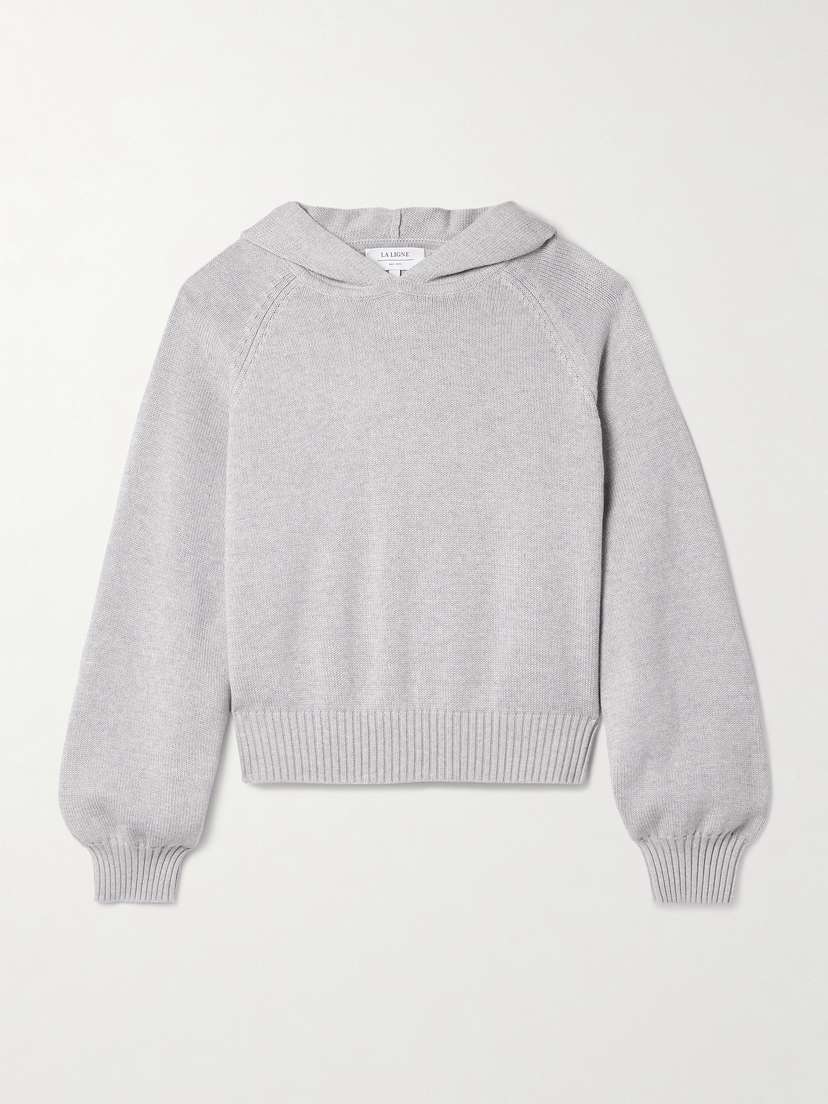 La Ligne Jill Hooded Pleated Cotton Hoodie