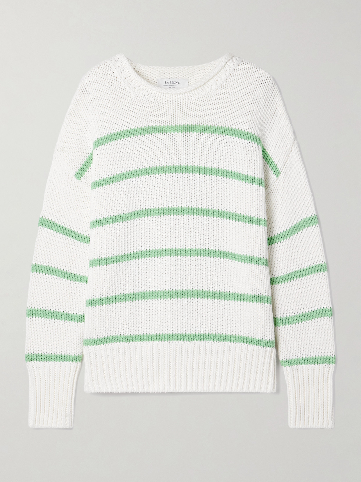 La Ligne Marina Striped Cotton Sweater In White
