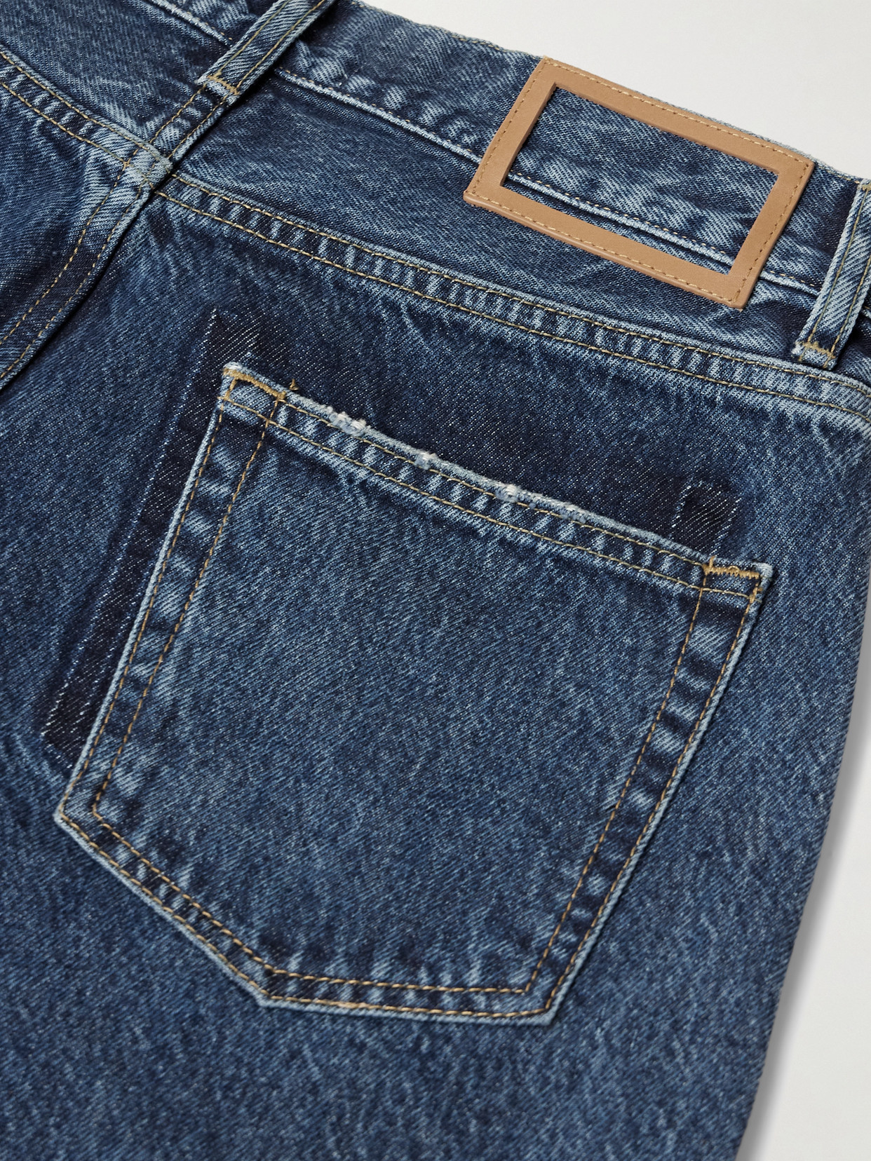 La Ligne Marilyn Paneled Two-tone High-rise Wide-leg Jeans In Blue