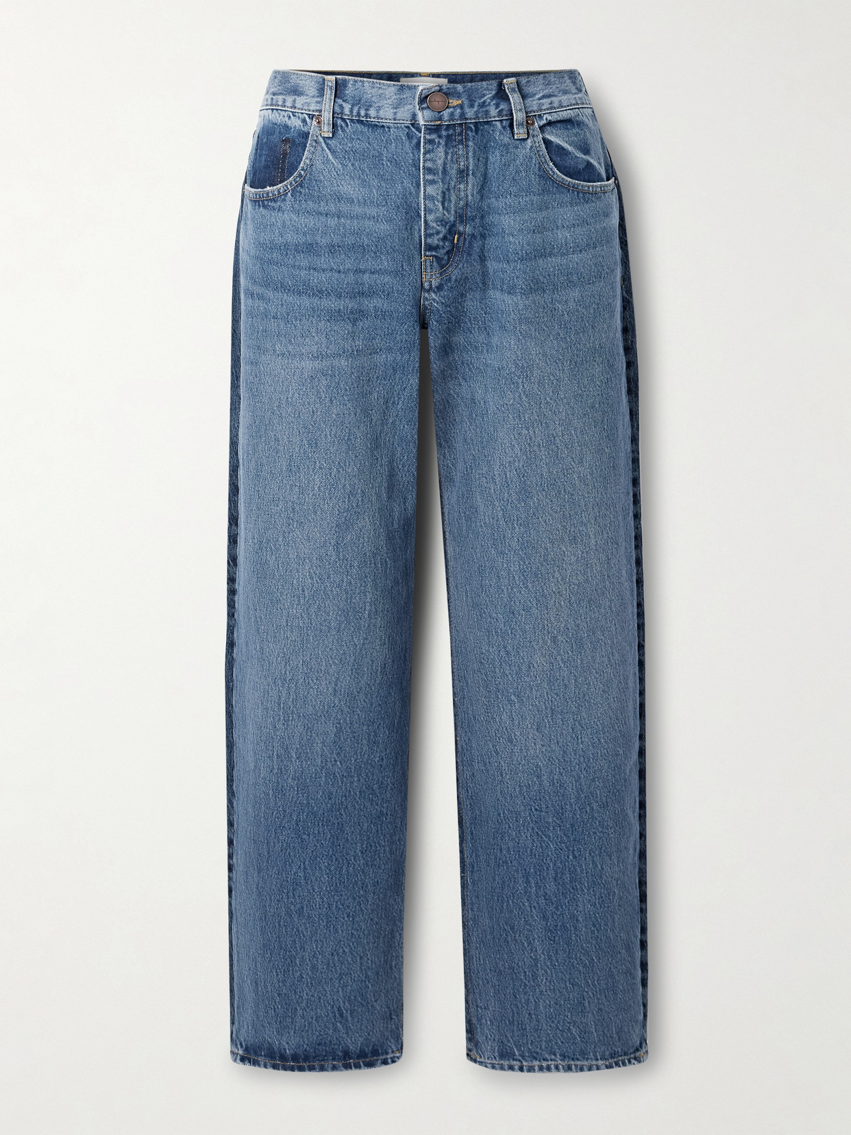 La Ligne Marilyn Paneled Two-tone High-rise Wide-leg Jeans In Blue