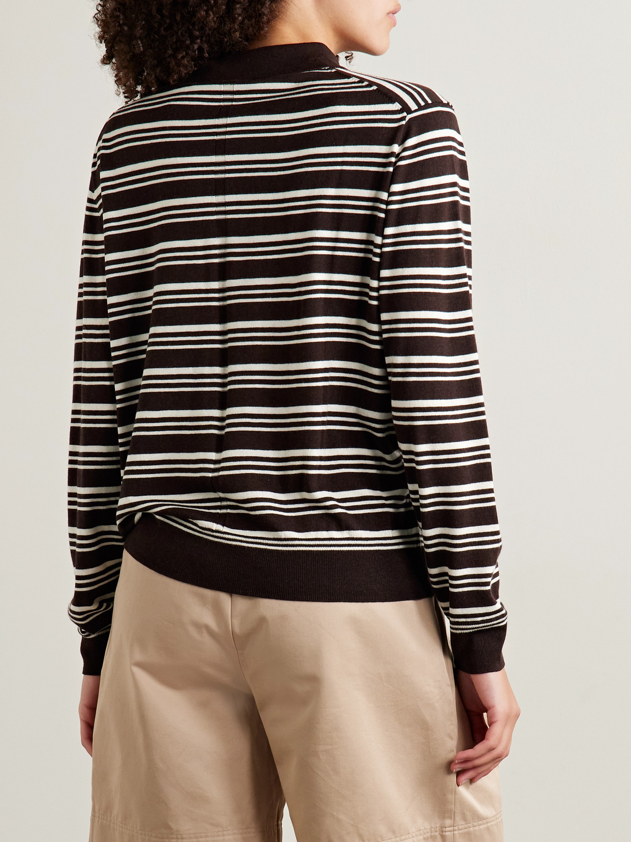 Shop La Ligne Striped Silk, Wool And Cashmere-blend Polo Sweater