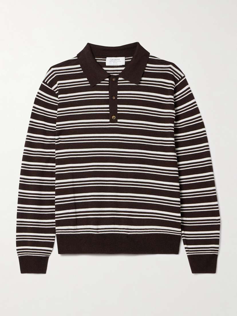 La Ligne Striped Silk, Wool And Cashmere-blend Polo Sweater