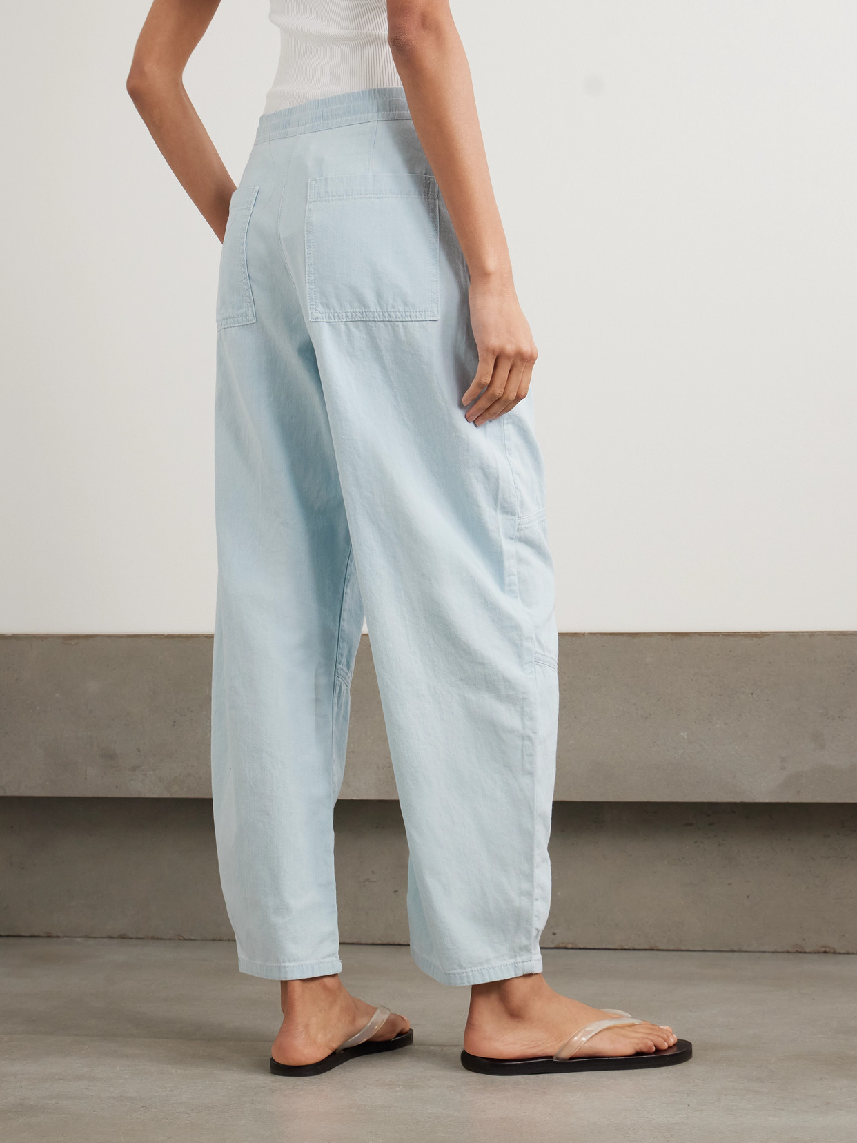 La Ligne Cotton-chambray Barrel-leg Pants