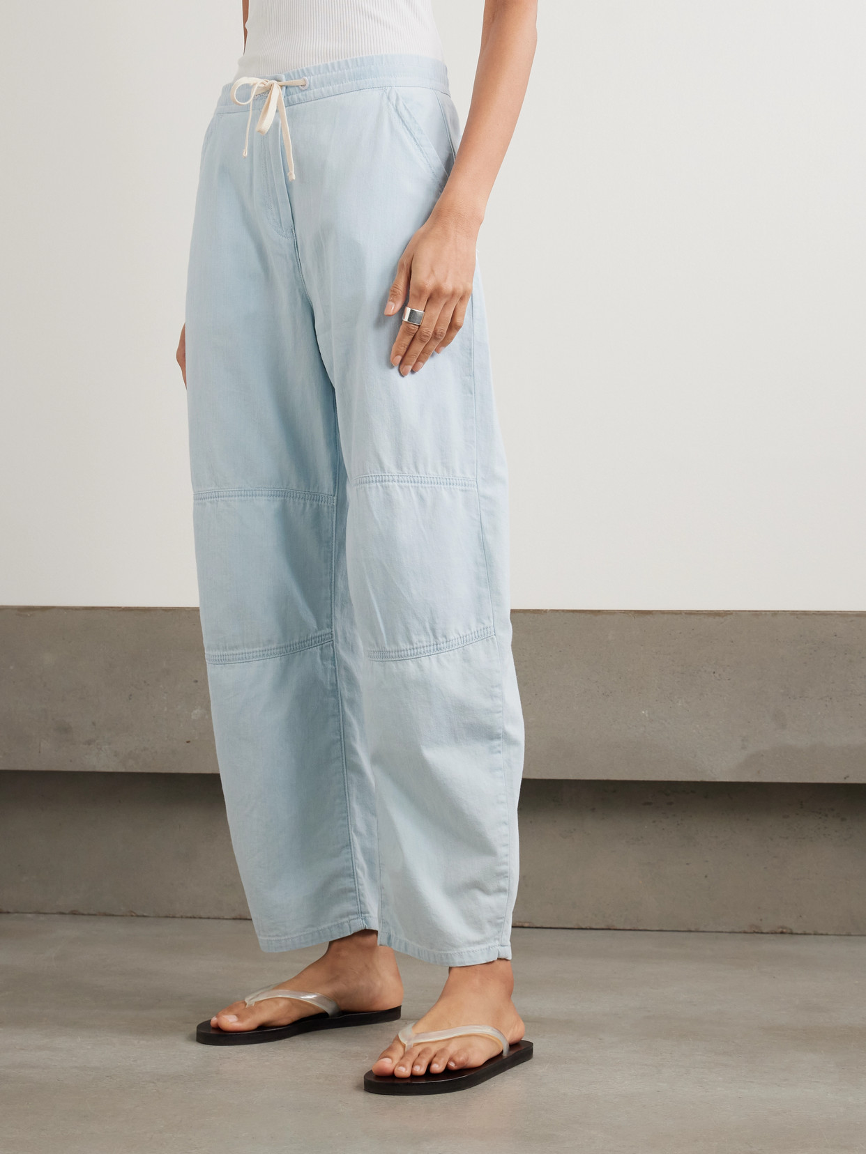 La Ligne Cotton-chambray Barrel-leg Pants