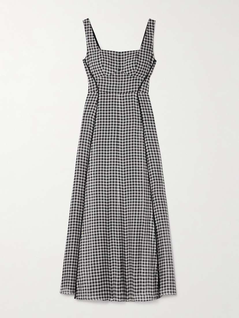 La Ligne Gingham Silk Midi Dress