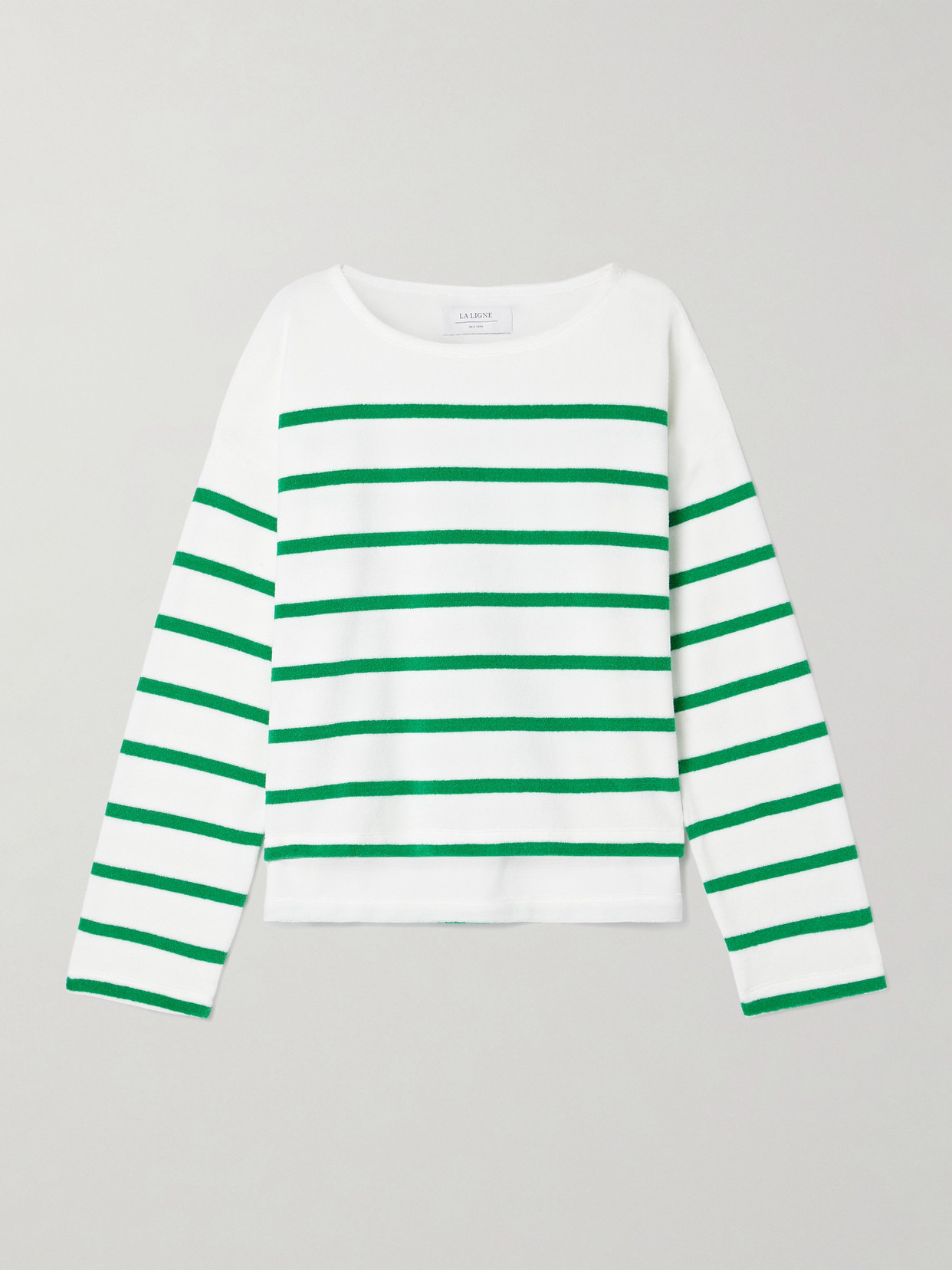 La Ligne Breton Striped Cotton-blend Terry Top In White
