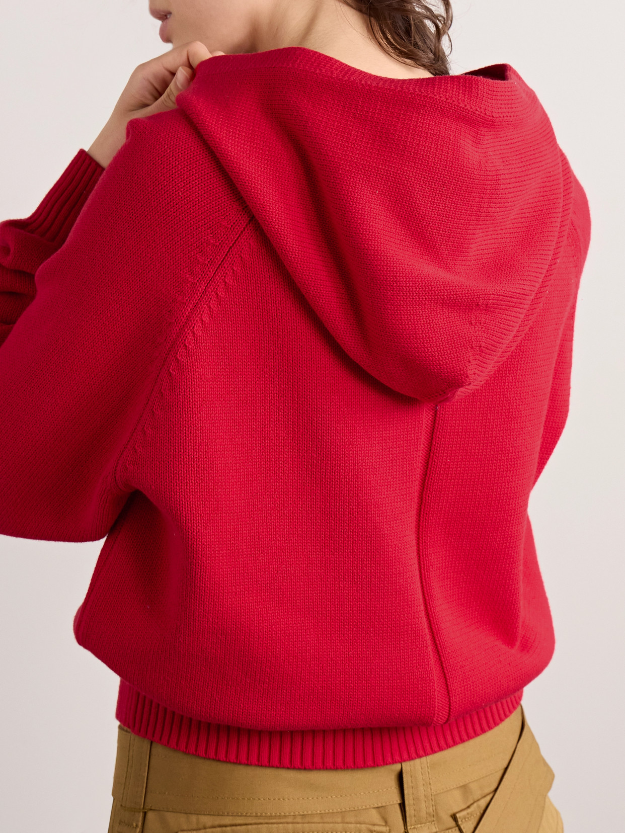 La Ligne Jill Pleated Cotton Hoodie In Red