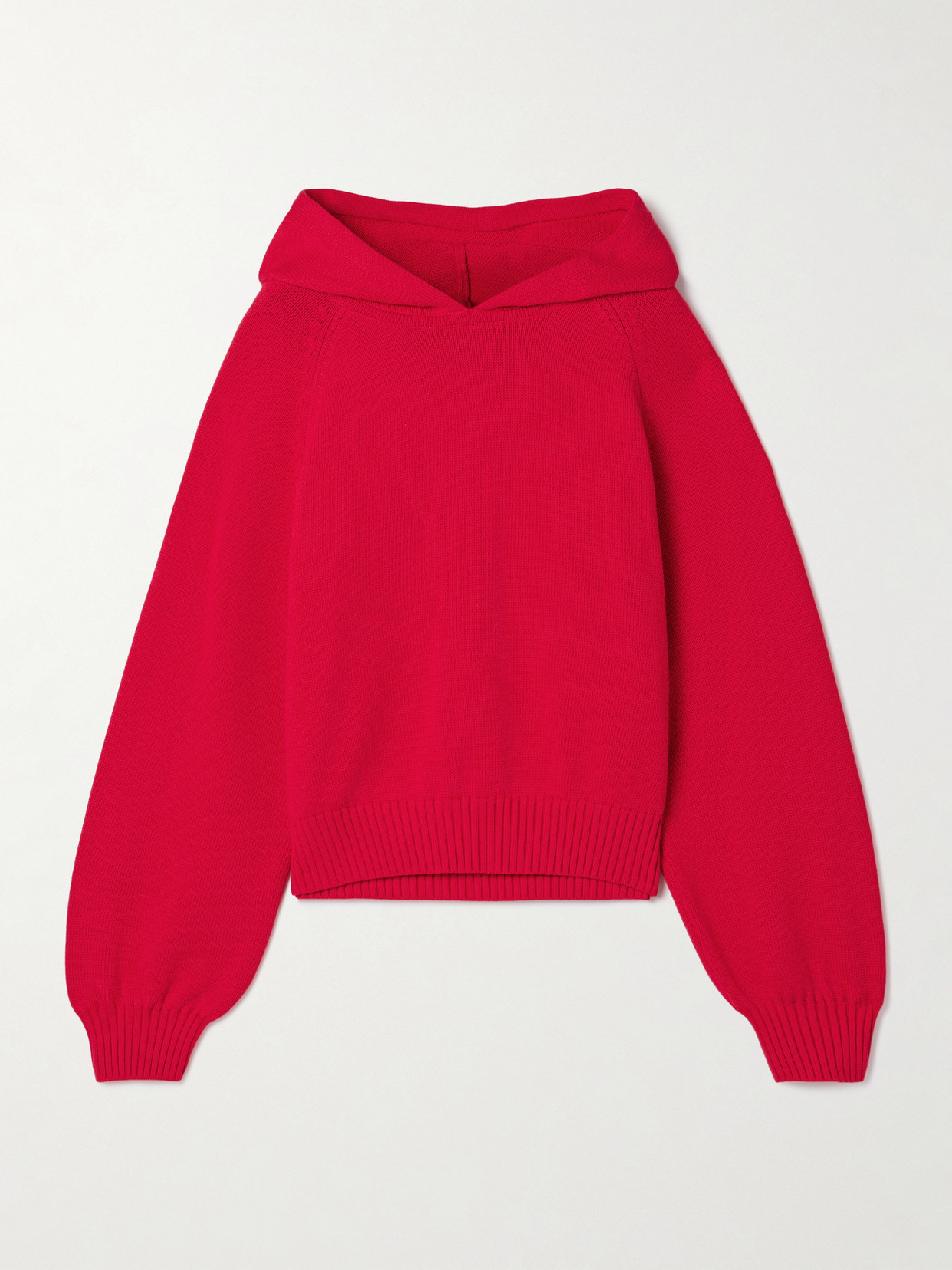 La Ligne Jill Pleated Cotton Hoodie In Red