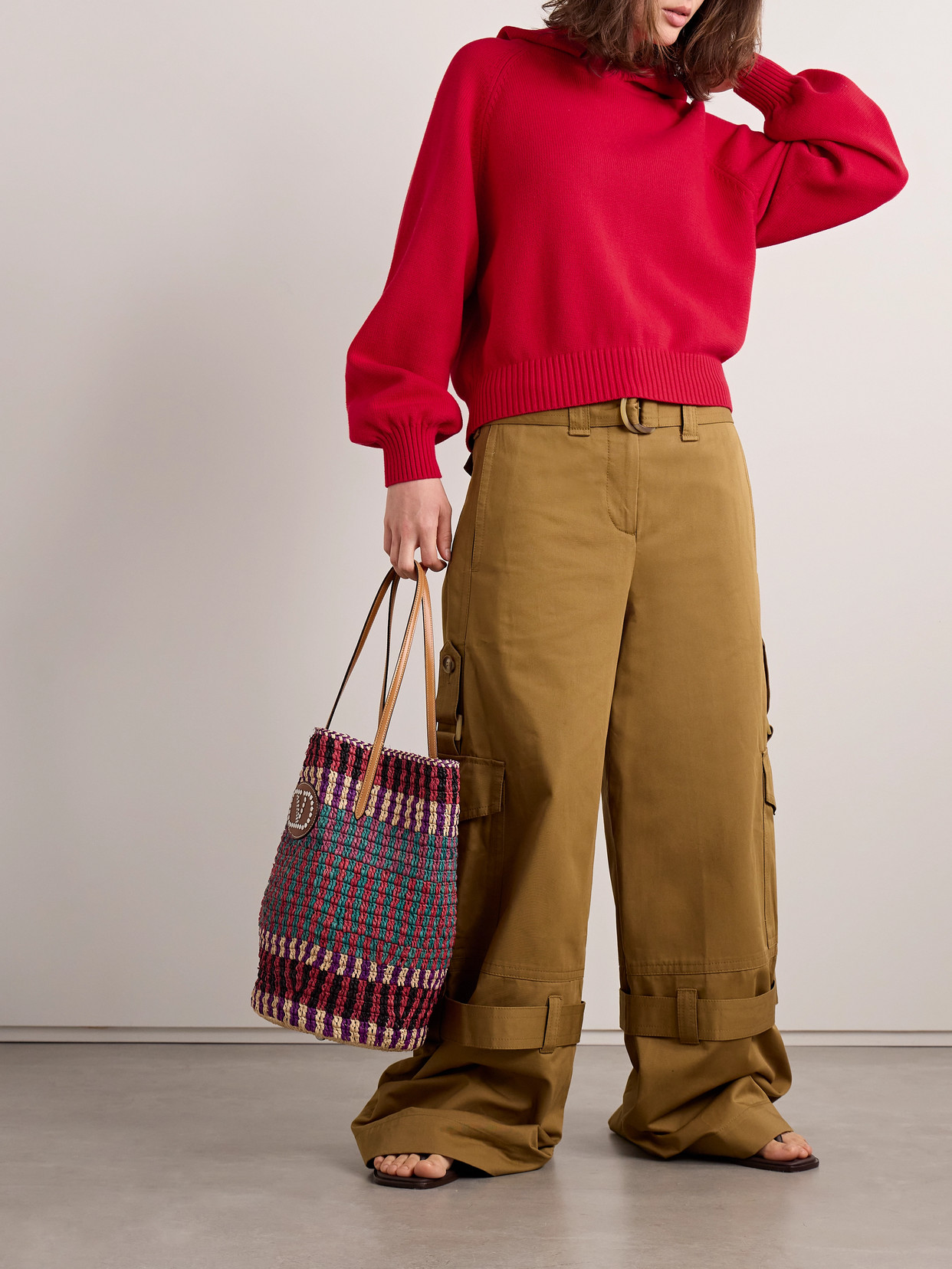 La Ligne Jill Pleated Cotton Hoodie In Red