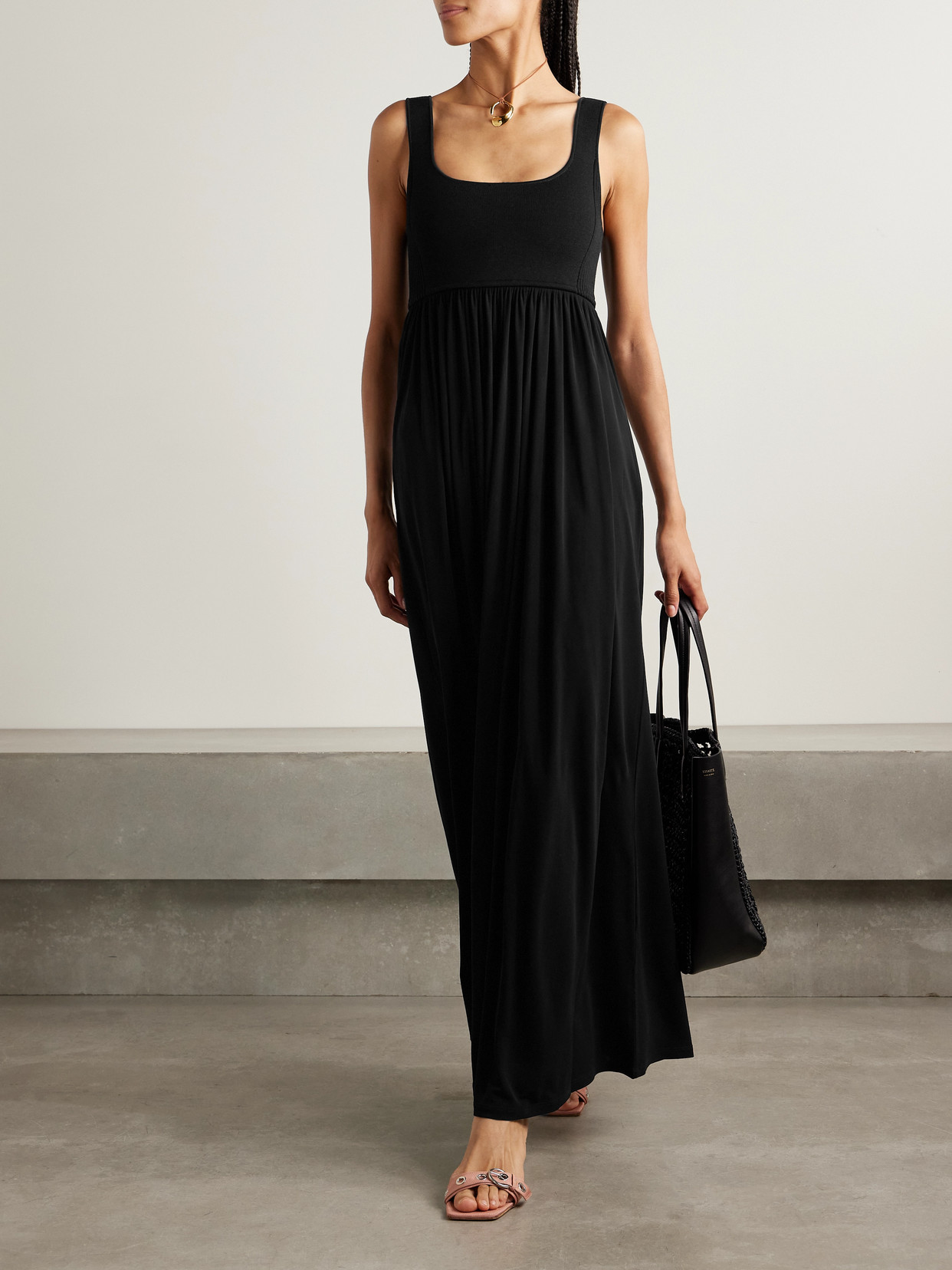 La Ligne Celine Stretch-knit And Gathered Jersey Maxi Dress In Black
