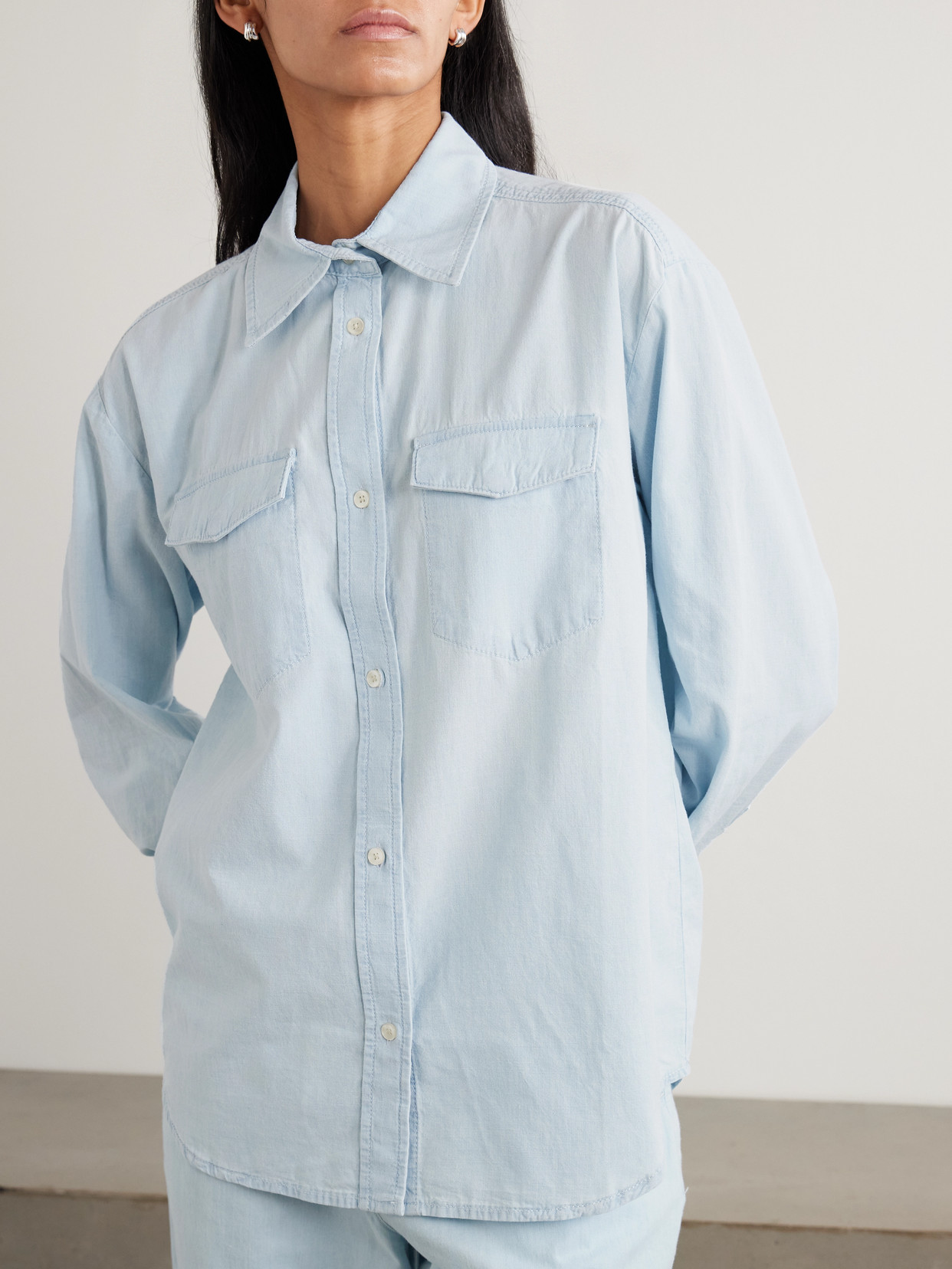 La Ligne Cotton-chambray Shirt In Blue