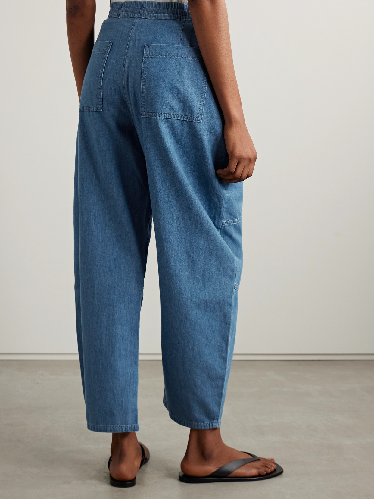 La Ligne Dorian Cotton-chambray Barrel-leg Pants