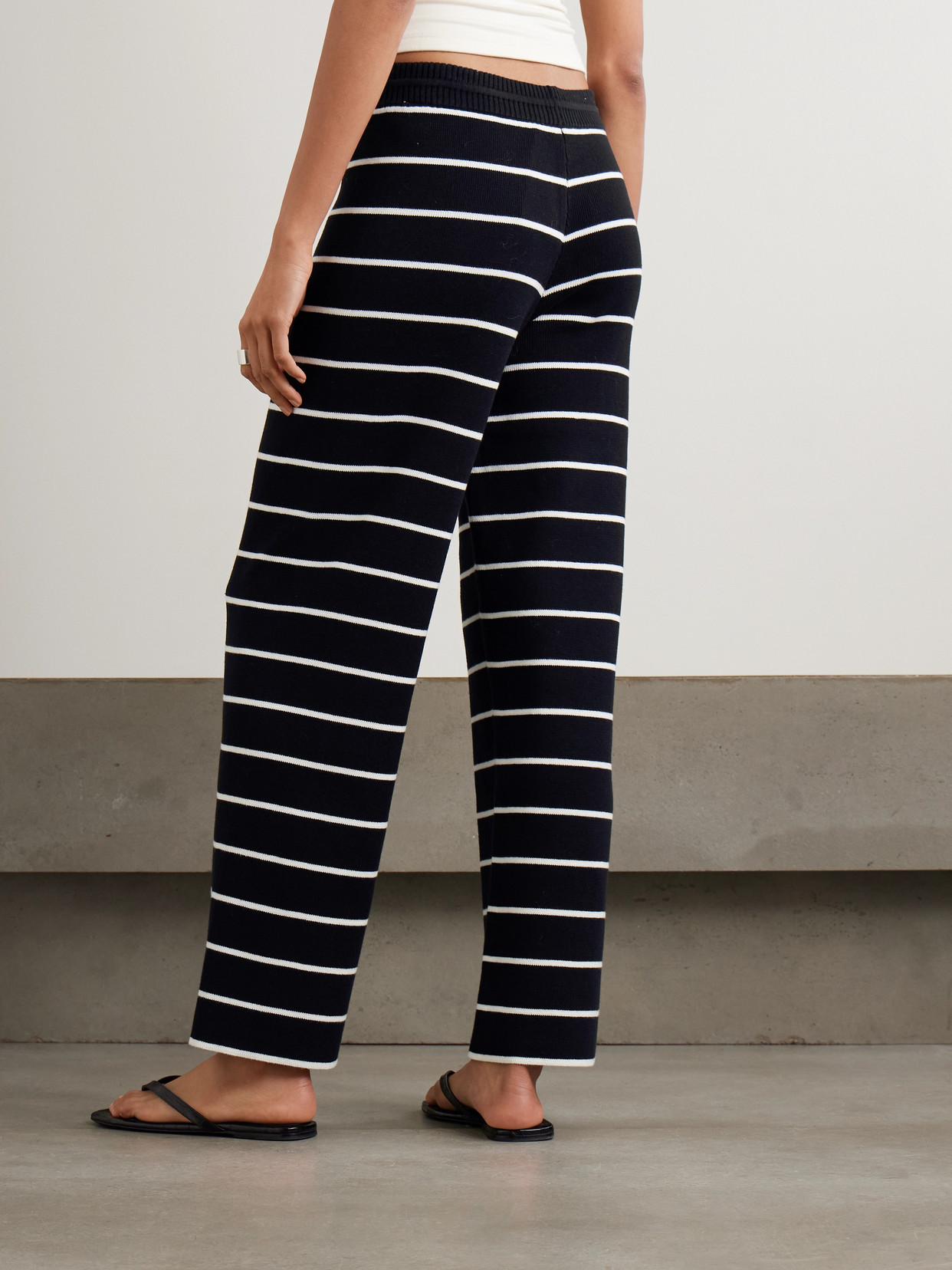 La Ligne Leo Striped Cotton Straight-leg Pants In Black