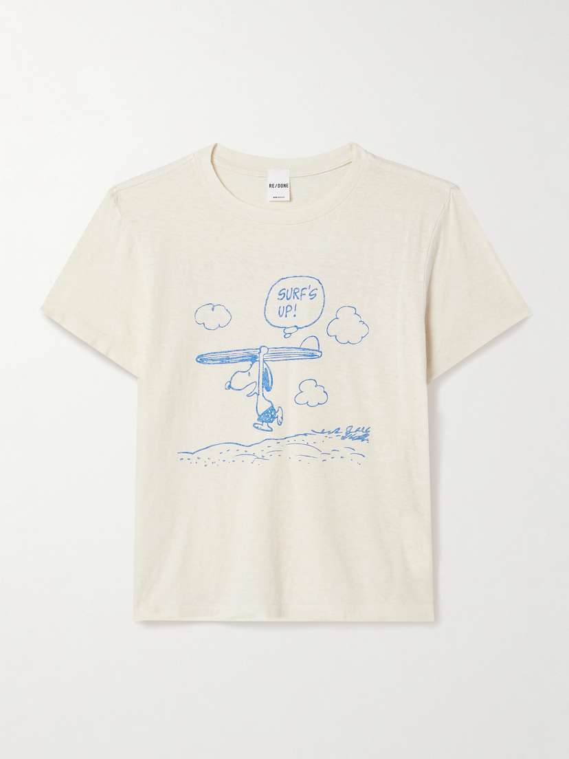 RE/DONE + Peanuts Snoopy Surf's Up Printed Cotton-jersey T-shirt