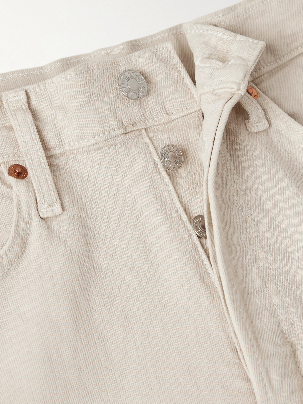 Re/done Cropped High-rise Flared Jeans In Neutral