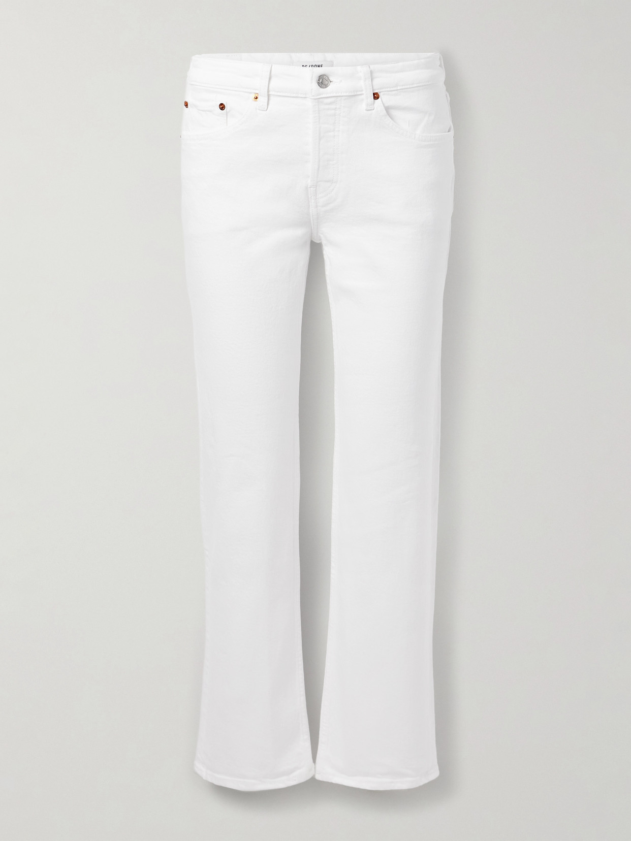 Re/done Slim Straight Crop Mid-rise Slim-leg Jeans In White