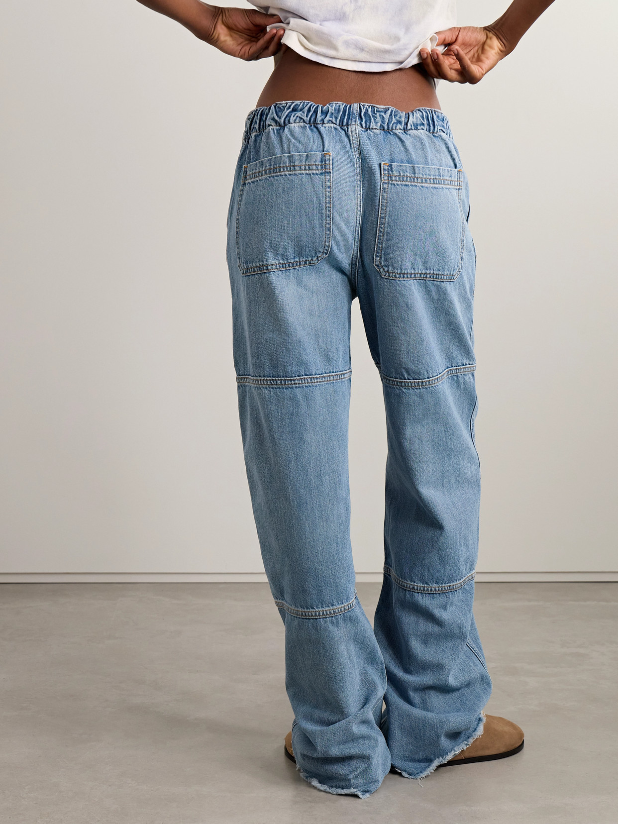 Re/done Beach Mid-rise Straight-leg Jeans In Blue
