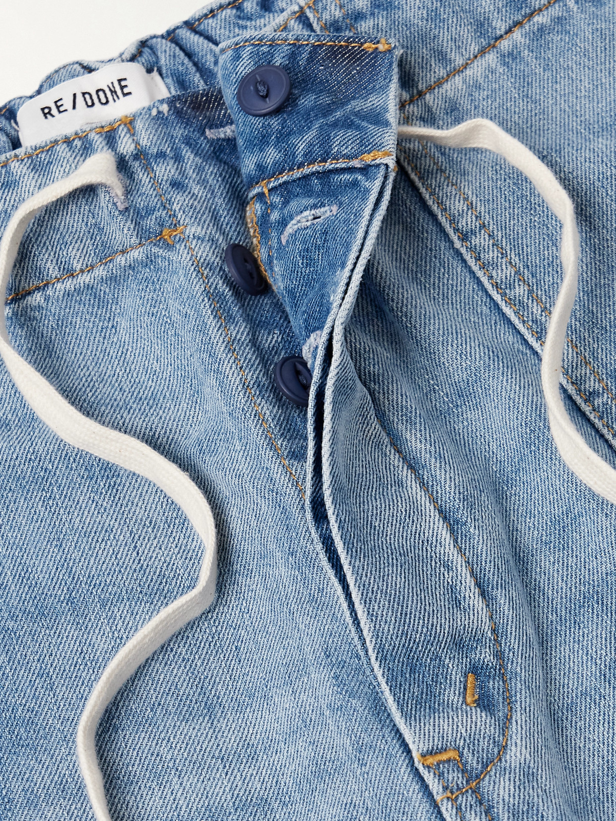 Re/done Beach Mid-rise Straight-leg Jeans In Blue